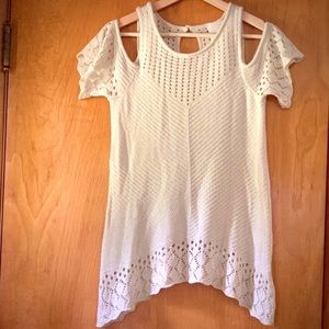 BOGO! Knit Eyelet Boho Off-Shoulder Top